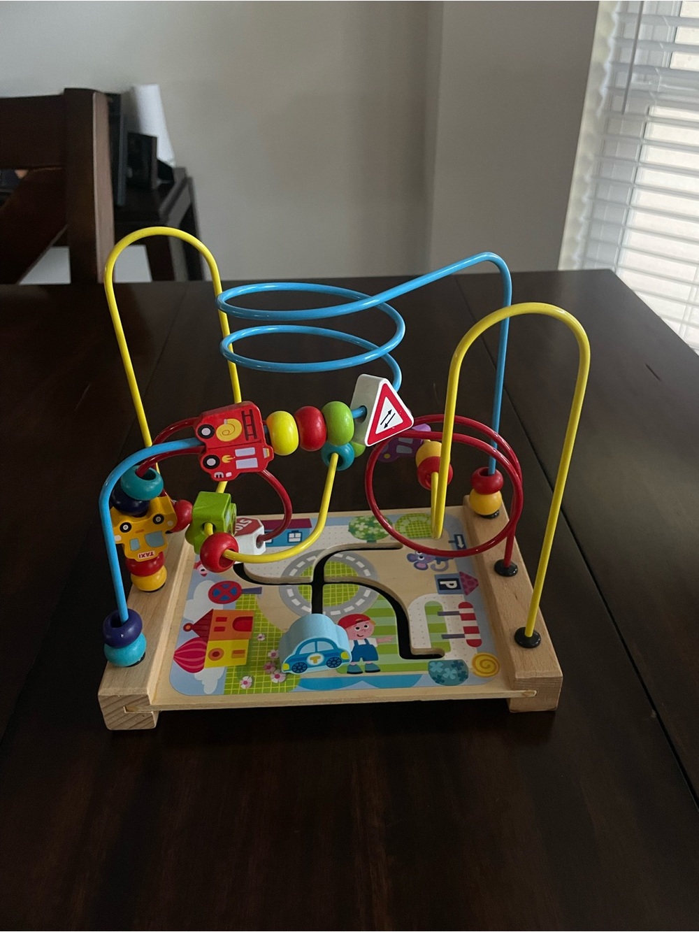 Colorful Wooden Bead Maze Activity Toy - Yellow, Blue, Red, Green